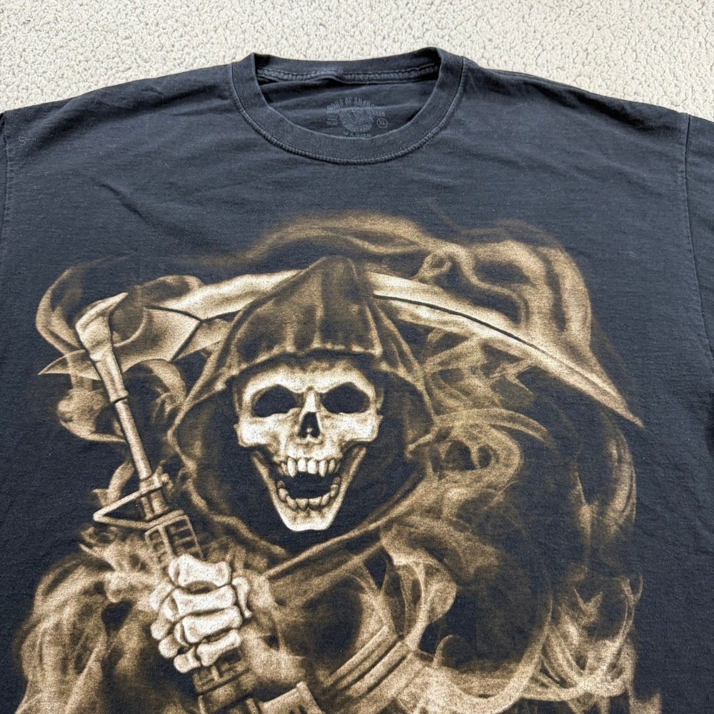 Sons of Anarchy SAMCRO Grim Reaper Graphic T-Shirt Mens XL Black Biker Tee 2013